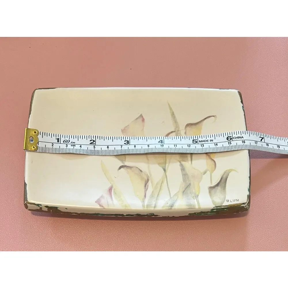 CROSCILL Cheri Blum Canna Lilies Bathroom Soap Dish‎ Decor From Vintage Set